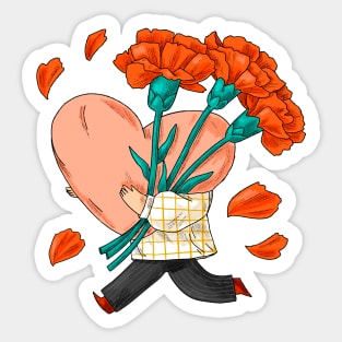 Hand Drawn Heart Flower Carrier Sticker